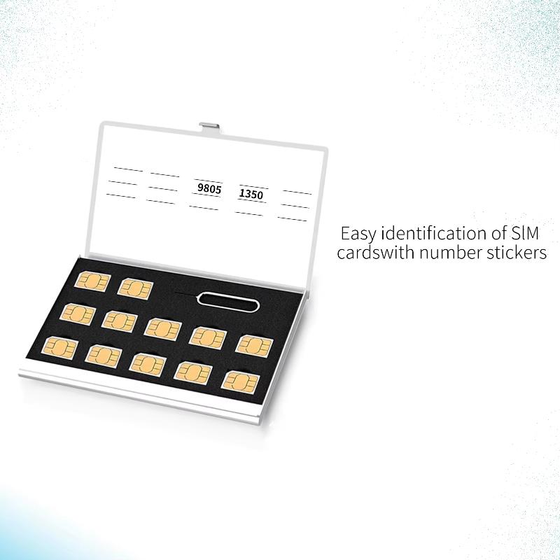 Scatola Porta Schede SIM Portatile 12 Slot Custodia Organizer per Nano SIM Card Per Telefono Cellulare Viaggio Uso Quotidiano