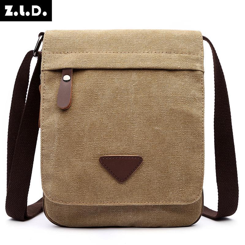 Men s Retro Canvas Crossbody Shoulder Bag - Casual and Thin Design хаки