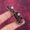 Evil Eye Faceted Kashmir Ruby Pendant Copper Wire Wrapped Gemstone Jewelry