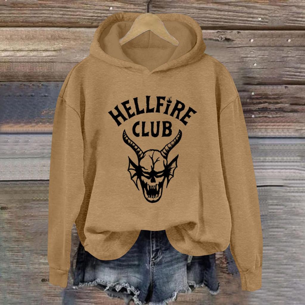 Women's Fashionable Casual Long-Sleeved Printed Hooded Sweatshirt