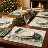 4PCS Linen-like Christmas Tree Placemats Anti-slip Tableware Insulated Mats  New Year