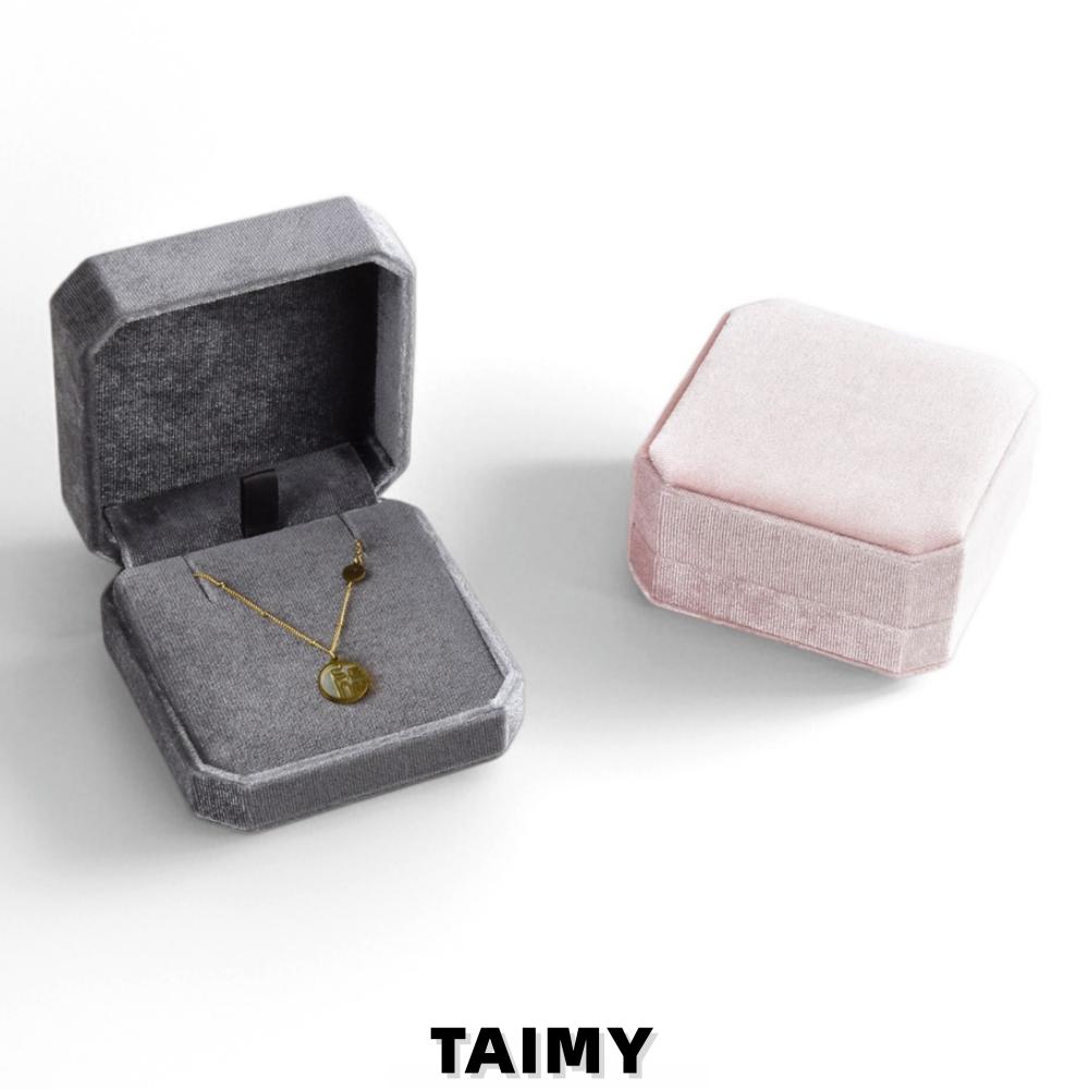 Custom Logo Velvet Octagonal Flip Top Necklace Box Mobile Necklace Holder Engagement Wedding Jewelry Display Packaging Gift Box