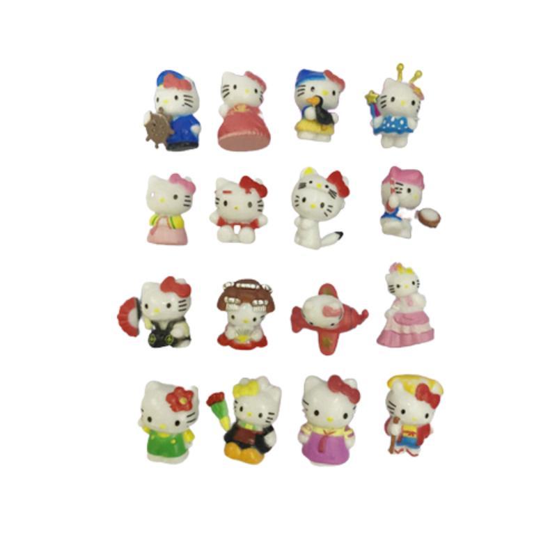 Hello Kitty Anime Cartoon Character Figure Set 16 Different Designs 3cm-4cm In Size