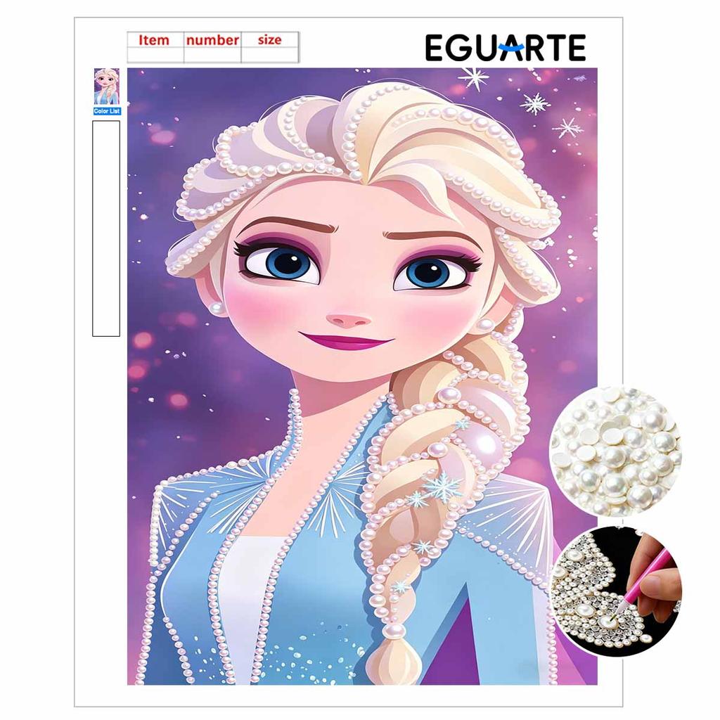 Disney DIY Pearl Art Painting Frozen Elsa Blue Pearl Dress Home Wall Decoration Pearl Gem Painting Pictures Crafts Home Decoration