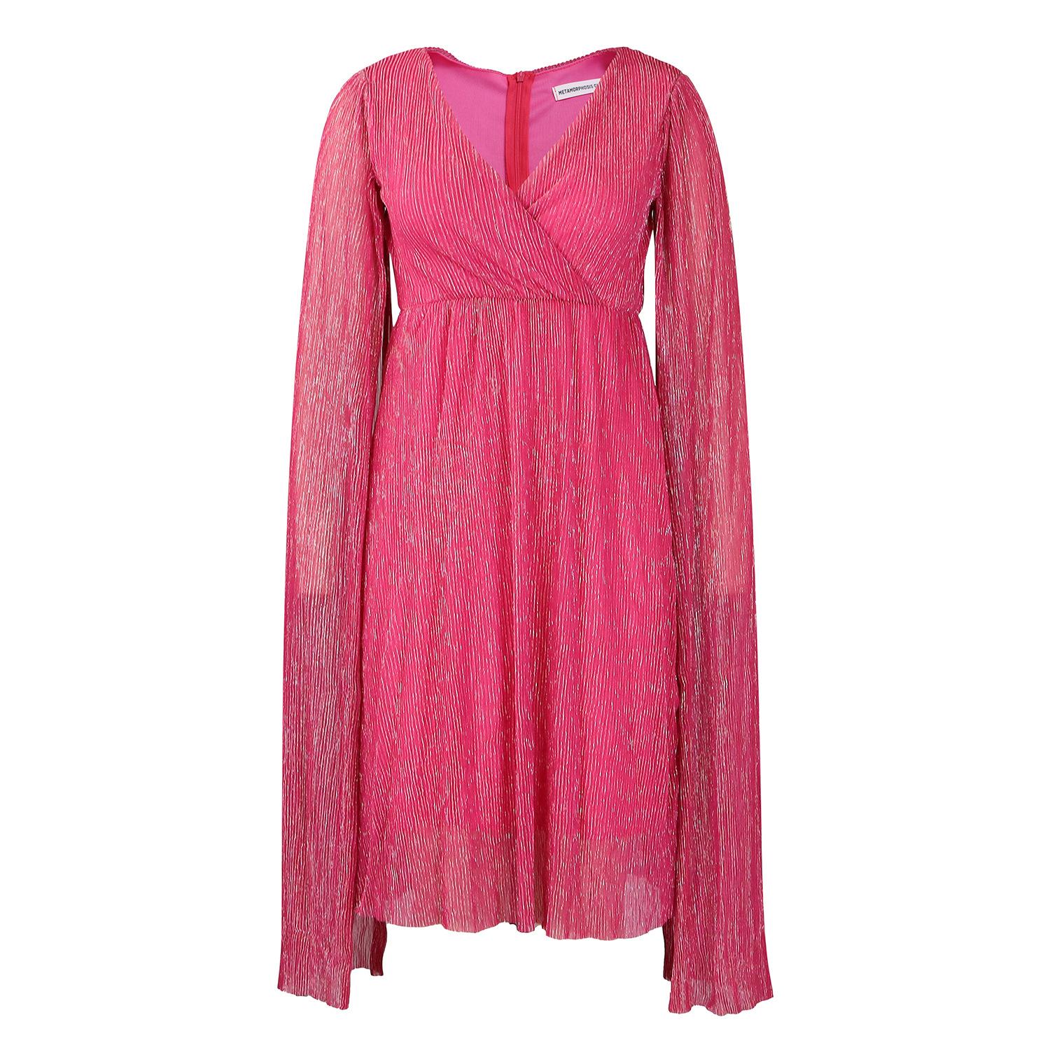 Women Elegant V Neck Long Sleeve Evening Party Solid A Line Short Dress S