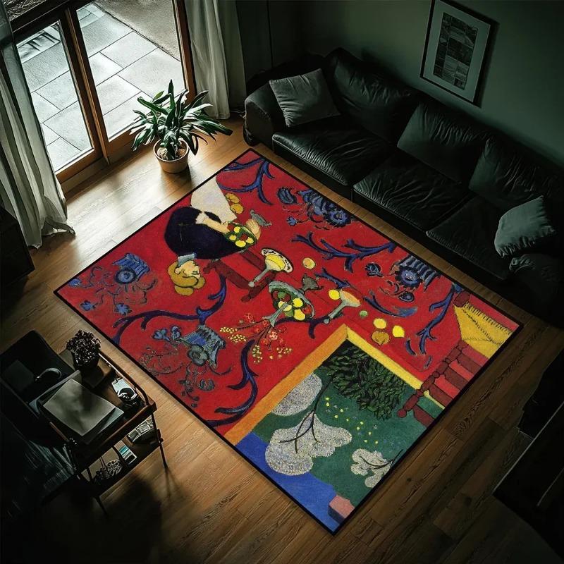 

Abstract Figure Pattern Carpet Red Characters Dynamic Scene Design Large Area Rugs for Lounge Washable Soft Floor Mat Home Decor 40X60CM