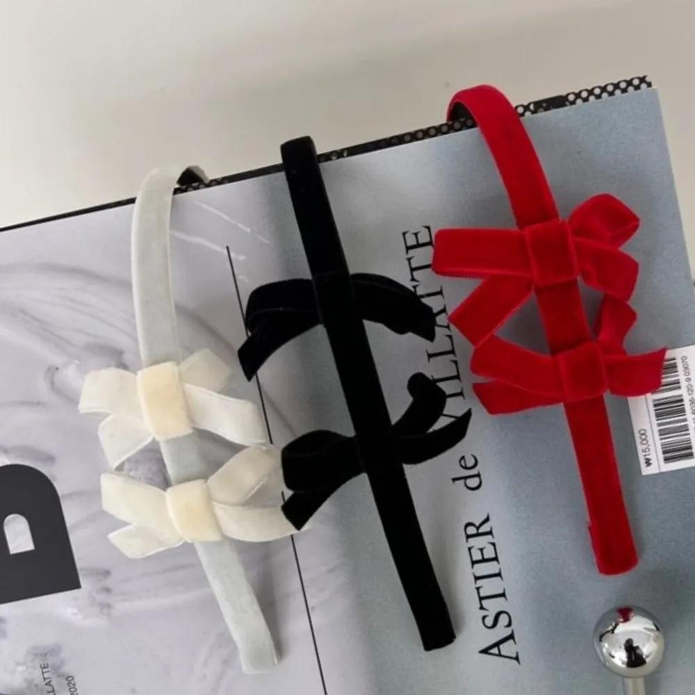 Ribbon Balletcore Velvet Winter Idol Popular Luxury Headband Hairband white