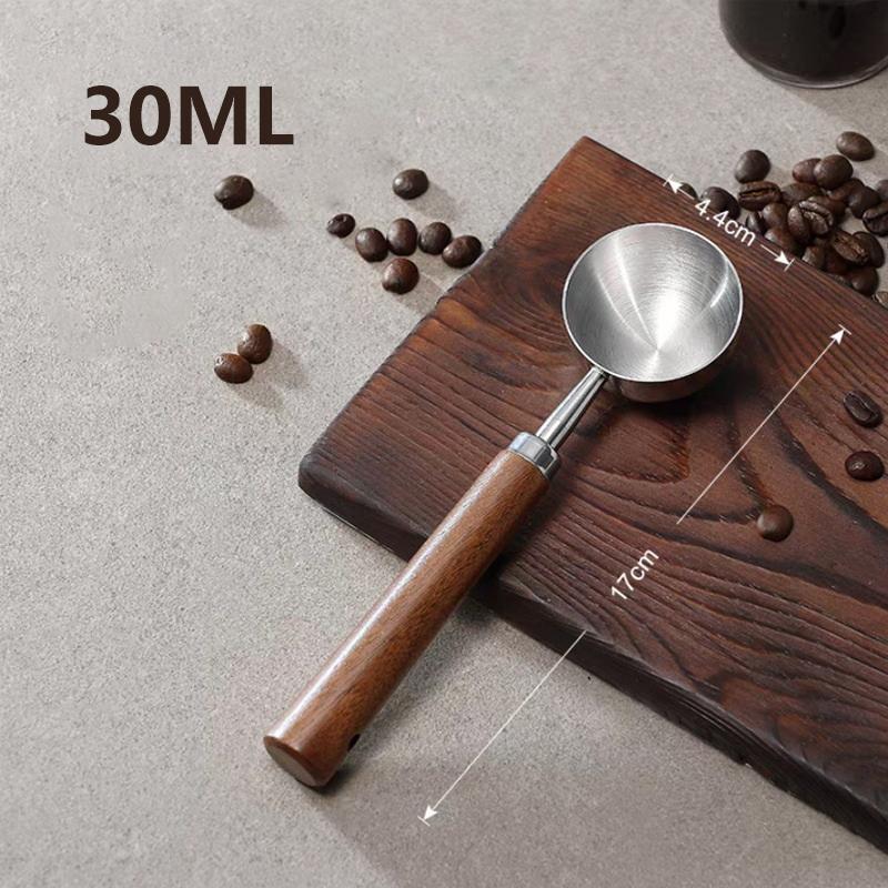 Stainless Steel Measuring Spoon Wooden Handle Measuring Cups Long Handle Coffee Bean Spoon Baking Tools