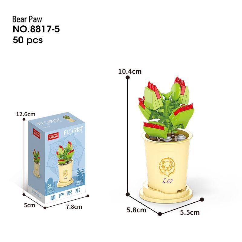 Succulent Bonsai Building Block Flowers - Compatible with Lego, Small Particle Assembly Toys for Girls