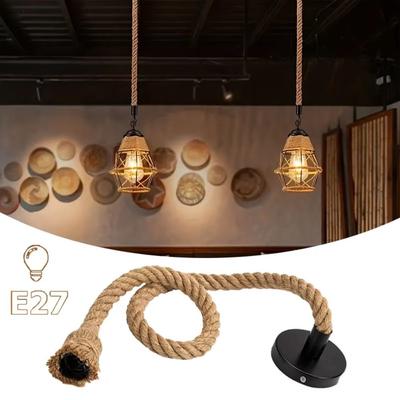 Home Decor Creative Rope Lamp Durable Vintage Edison Bulb Chandelier Edison Bulb Hemp Rope Material Hemp Rope Pendant Lamp Home