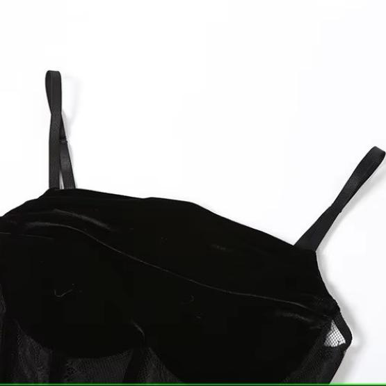 Gothic Goth Dark Velvet Elegant Corset Dress Lace Patches Sheer Sling Party Red Black Ladies Backless Clothes