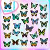 50 Blue Flower Butterfly Stickers Stickers Colorful Butterfly Doodle Stickers