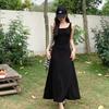 French Skinny Black Suspender Dress Women's Summer Hepburn Small Black Dress Slim Fit Drop Vest Long Skirt
