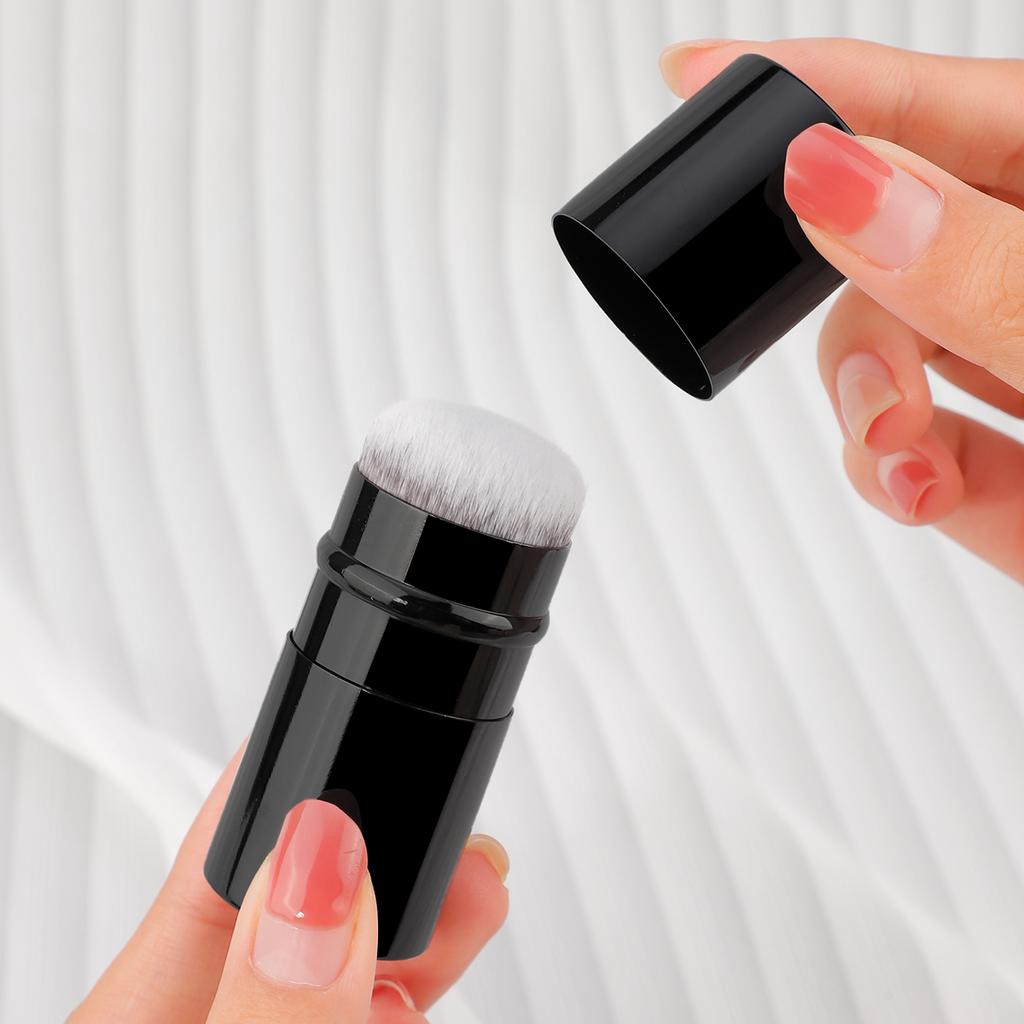 2pcs short handle retractable foundation brush without powder + retractable brush storage bag easy to store and portable