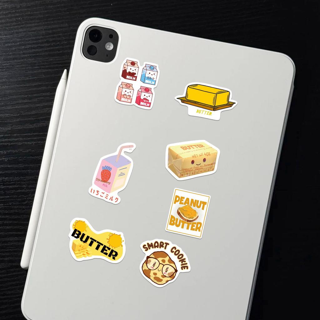50PCS Waterproof Milk Yellow Butter Food Graffiti Stickers for DIY Phone Case and Laptop Decoration