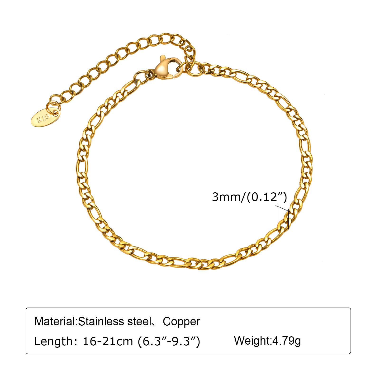 

Figaron Chain Bracelet Women, 3mm/5mm/7mm Stainless Steel Wristband, Minimalist Stackable Jewelry Gold Color