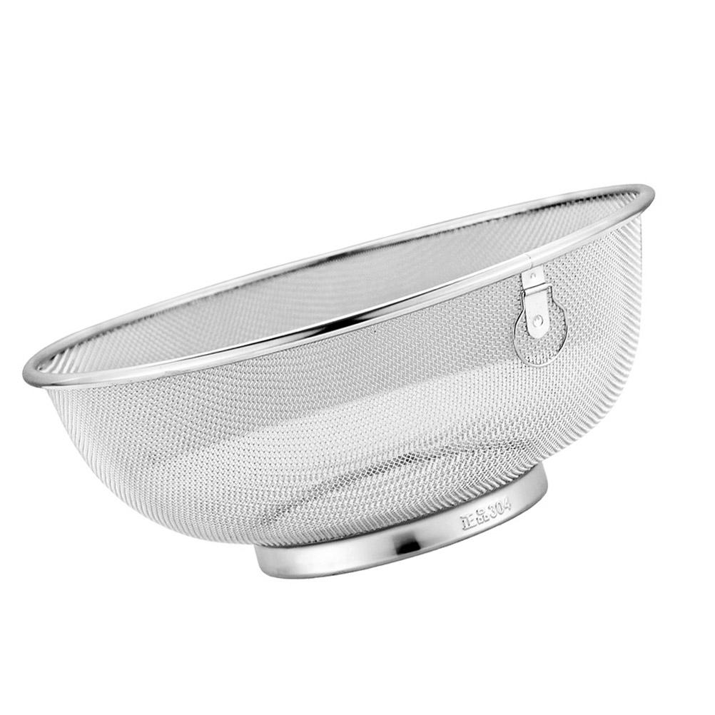

Laundry Basket Stainless Steel Rice Washing Sieve Fruit Basin Sink Colander Filter Durable Strainer Drain 18x10cm серебряный