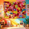 1 Pc Hyper Colorful Cartoon Tapestry Hysteric Mini Style Wall Hang Backdrop Cloth For Living Room Bedroom Bold Streetwear Decor