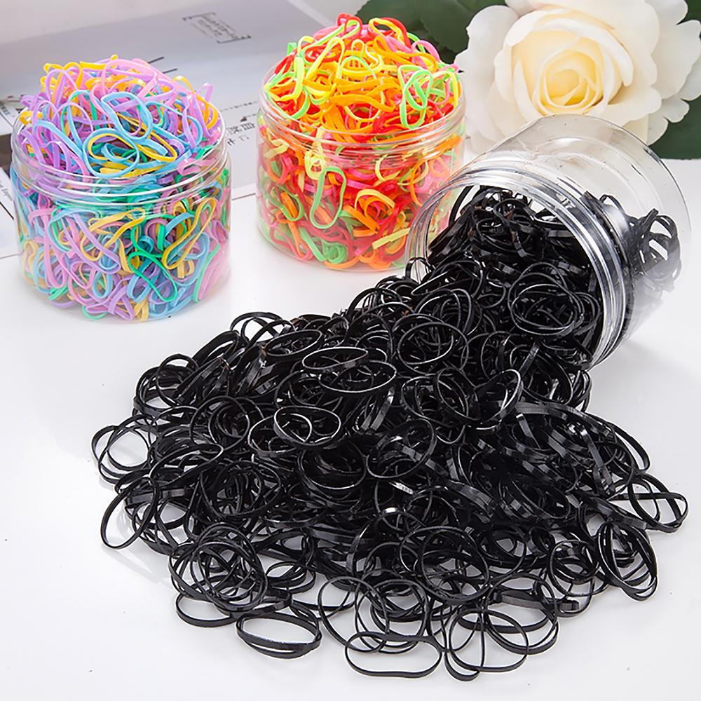 1000 Stück/Set Mädchen Elastisches Scrunchie Bunte Haargummis für Kinder Frauen Gummiband Stirnband Pferdeschwanzhalter Haarschmuck Geschenk