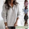 HNXC Chaquetas y Abrigos Casuales Vintage para Mujer Estampado de Color Sólido Otoño Invierno Manga Larga Cuello Polo Clásico Exquisito