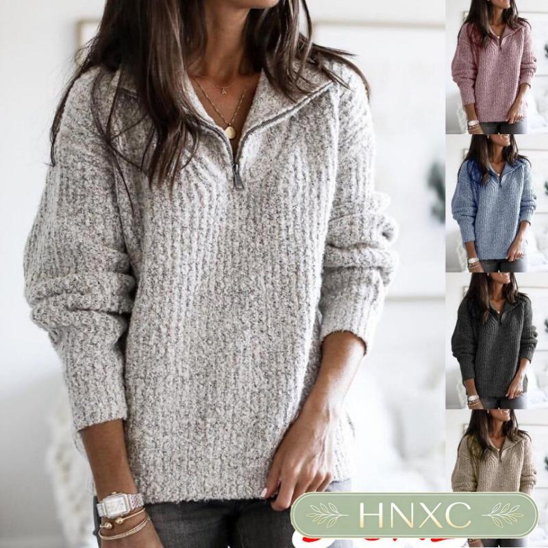 HNXC Chaquetas y Abrigos Casuales Vintage para Mujer Estampado de Color Sólido Otoño Invierno Manga Larga Cuello Polo Clásico Exquisito