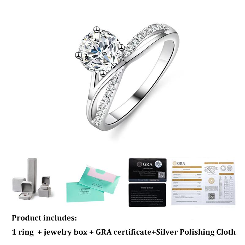 Fashion D Color Real Moissanite Diamond Ring 925 Sterling Silver Star River Four Prong Fine Jewelry Wedding Gift for Women