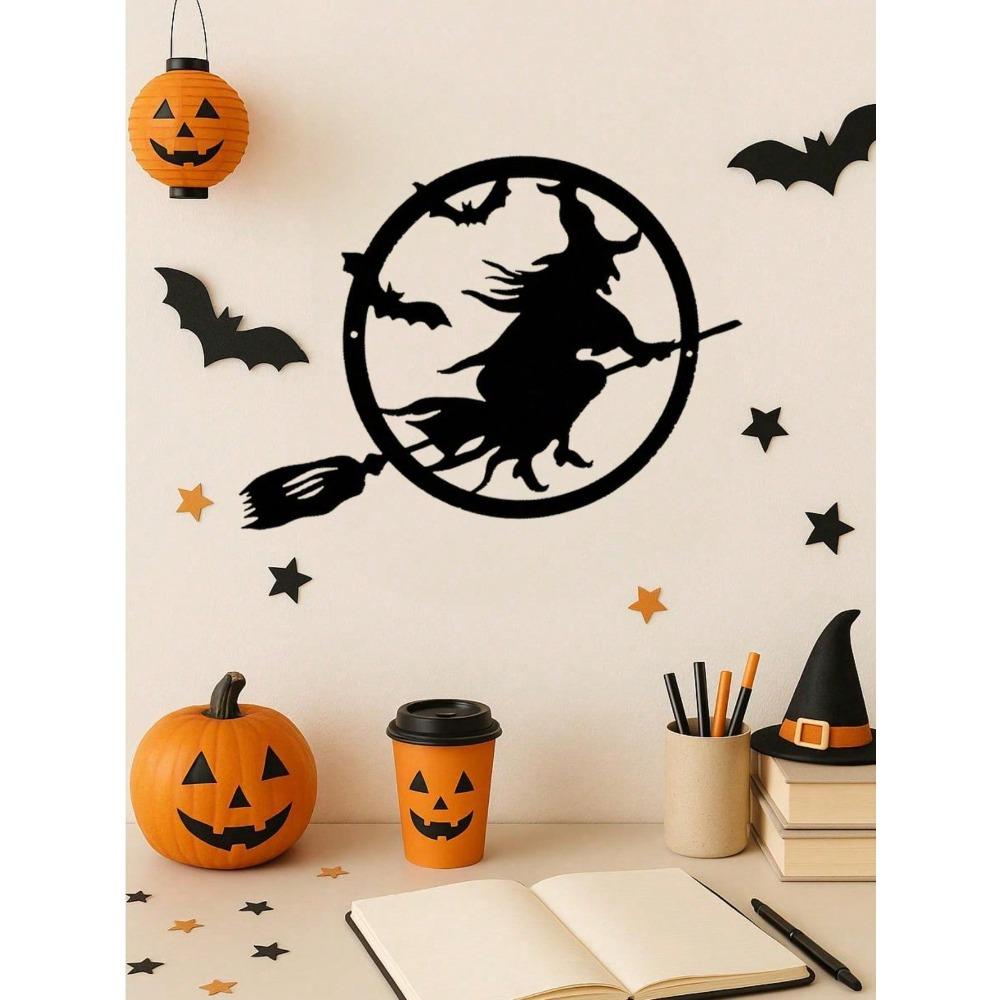 Spooky 3 Witch Wall Art Metal Mural Sticker Home Decor Kids Living Room Nursery Modern Metal Sculpture Waterproof Rustproof Durable Birthday Gift