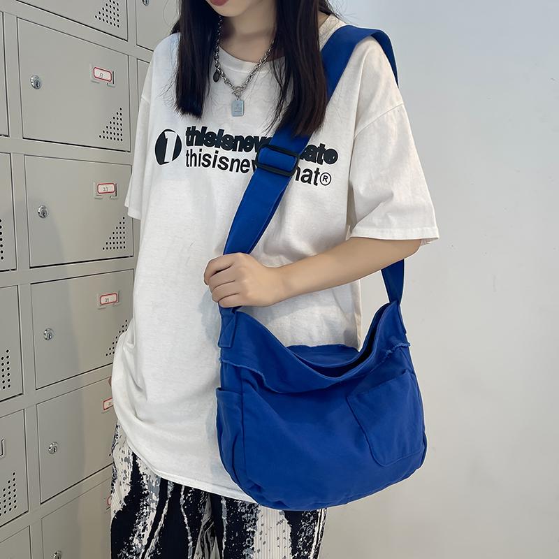 HOCODO Canvas School Shoulder Bags Women Solid Color Messenger Bags