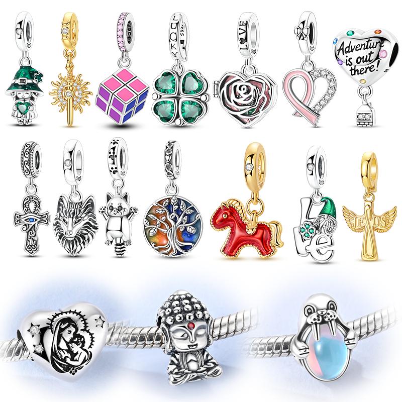 New In Charm 925 Silver Tree of Life Rose Pendant Charms Beads Fit Original 925 Bracelet For Women Jewelry Gift DIY