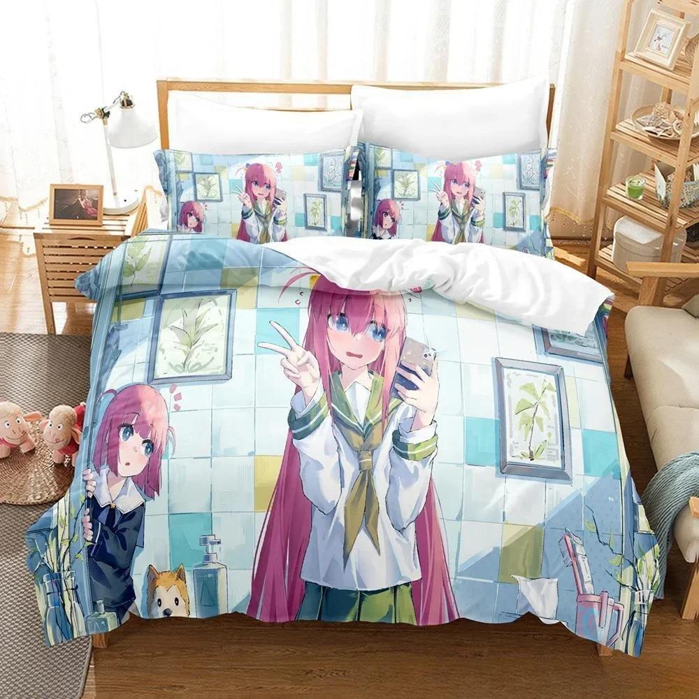 

Модная 3D-печатная аниме-фигурка BOCCHI THE ROCK! Комплект постельного белья односпальный двуспальный двуспальный двуспальный комплект для взрослых и детей комплект пододеяльников EU Single 135x200cm