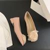 2025 Frühling und Herbst neue Rose dicker Absatz Einzelne Schuhe Damen mittlerer Absatz eckige Spitze flacher Ausschnitt Retro klassisches Nischendesign