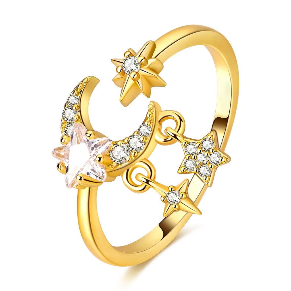 925 Silver Open Ring Gold Color Rotate Star Wing Ring For Men Woman Trendy Styles Yoof Gift Fahsion Jewelry
