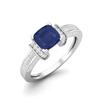 2.03 Cts Cushion Blue Sapphire Art Deco Shank 925 Sterling Silver Women Wedding Ring