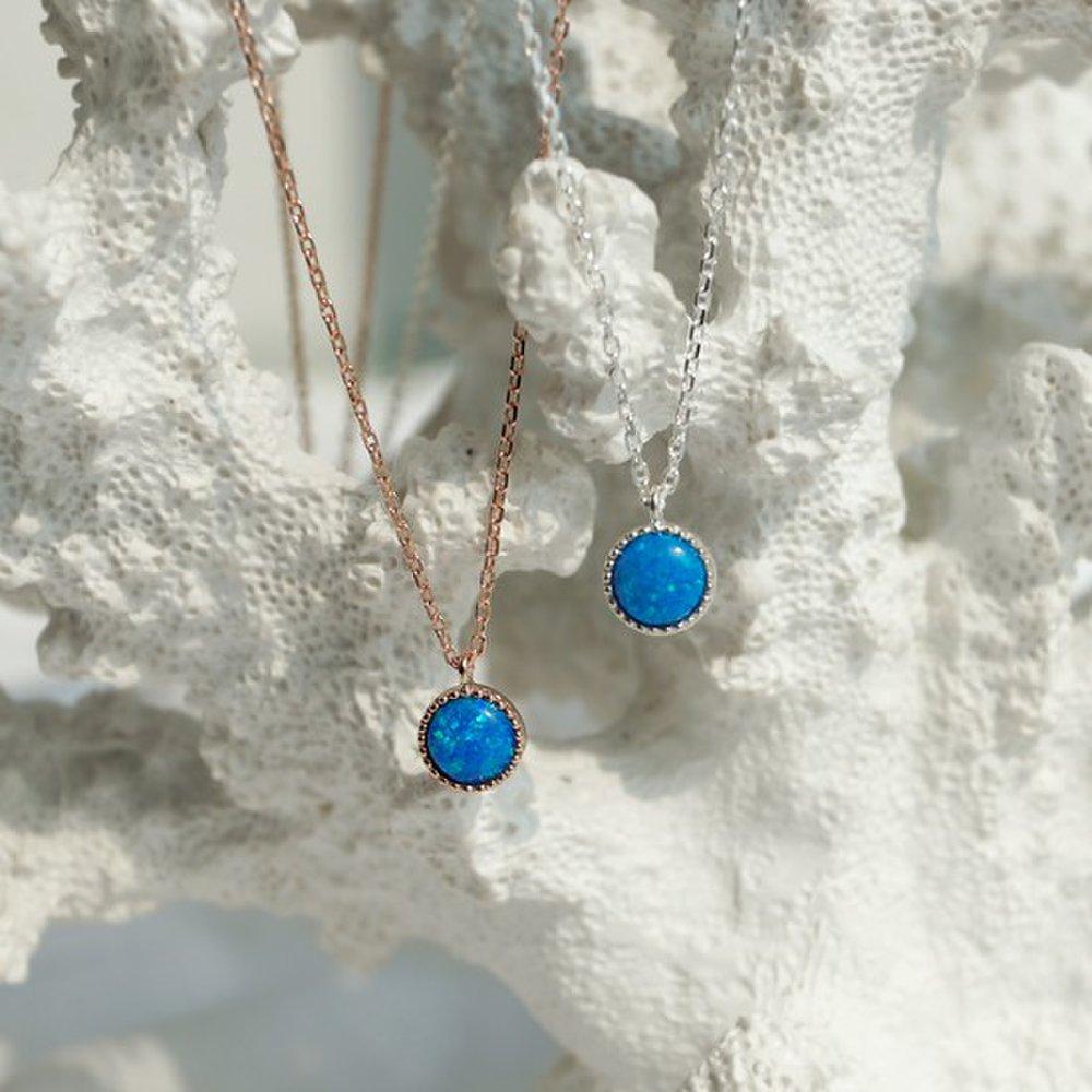 Opal Pendant Silver Necklace