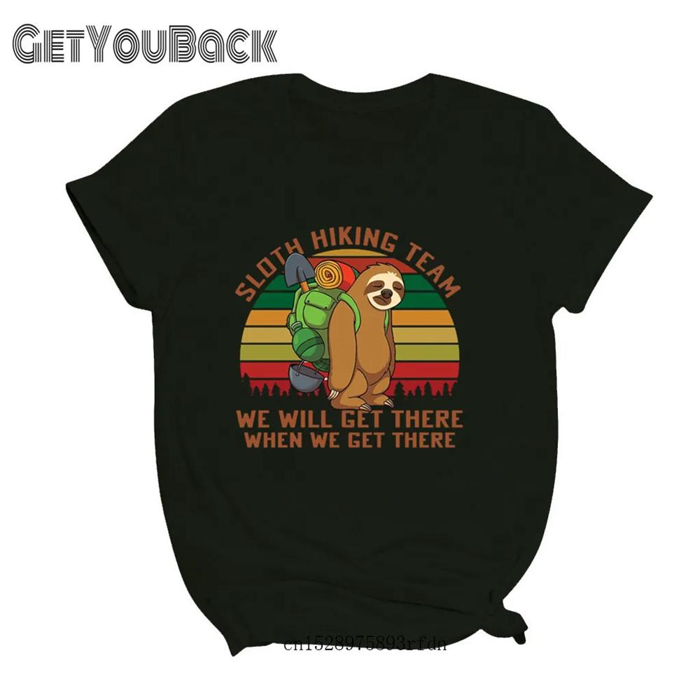 Sloth Hiking Team Funny Unisex T-shirt Girl Harajuku 90S AnimalTops Tee Female Clothes,Drop Ship