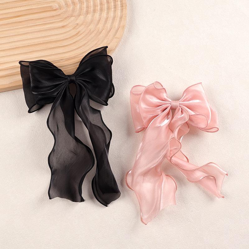 Organza Bow Fluttering Ribbon Hair Clips Women French Fresh Premium Feeling Headdress Large Hair Cards Girl Hair Accessori