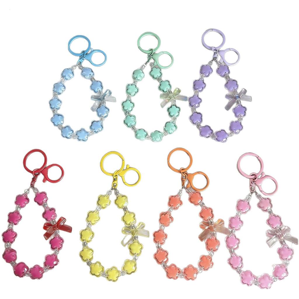 Acrylic Flower Beaded Phone Strap Keychain & Bag Accessory