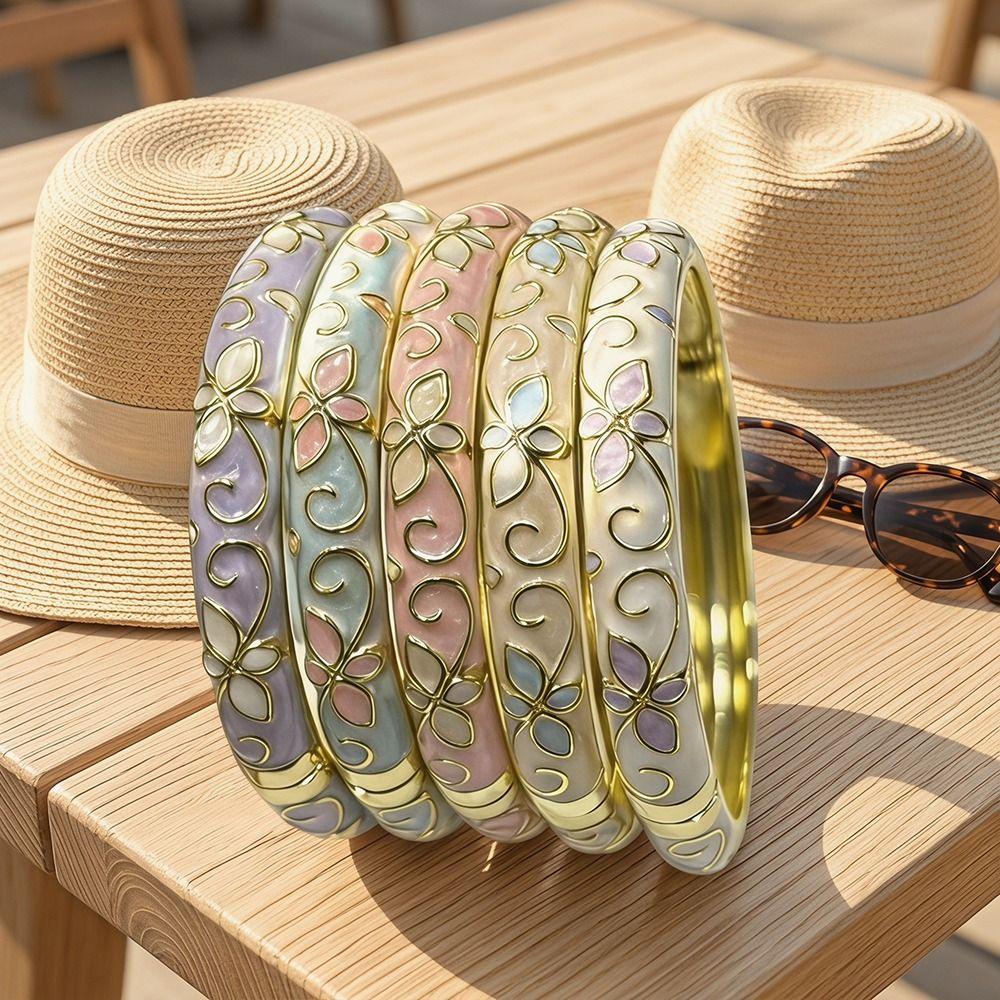 Enamel Chinese Cloisonne Bracelet Traditional Chinese Floral Filigree Flower Bangle Vintage Double Bangle Women's Hand Bracelet