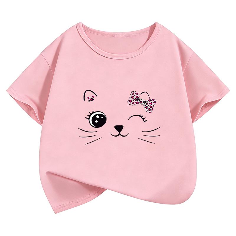 Kawaii Cat Meme T Shirts Cat Funny Short Sleeve Harajuku Kids Childrens Tshirt Boys Girls Casual Top Tee Summer