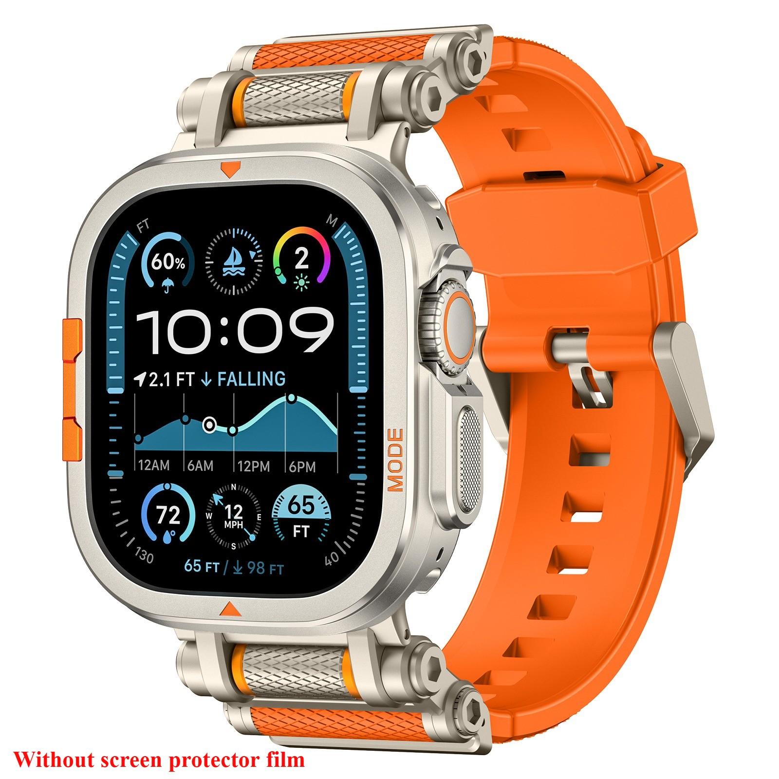 

Silicone Metal Strap+Case Cover For Apple Watch Series 11 10 46mm Metal Case Aluminum Alloy Frame Case for iWatch Ultra 3 2 49mm For iWatch 10 46mm