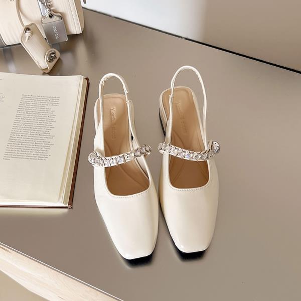 Fashion Open Shoes Heel 2025 Summer Closed Toe Sandals Mary Jane Girls Retro High New Block Rhinestone Scandals Crystal Janes Retro Woma