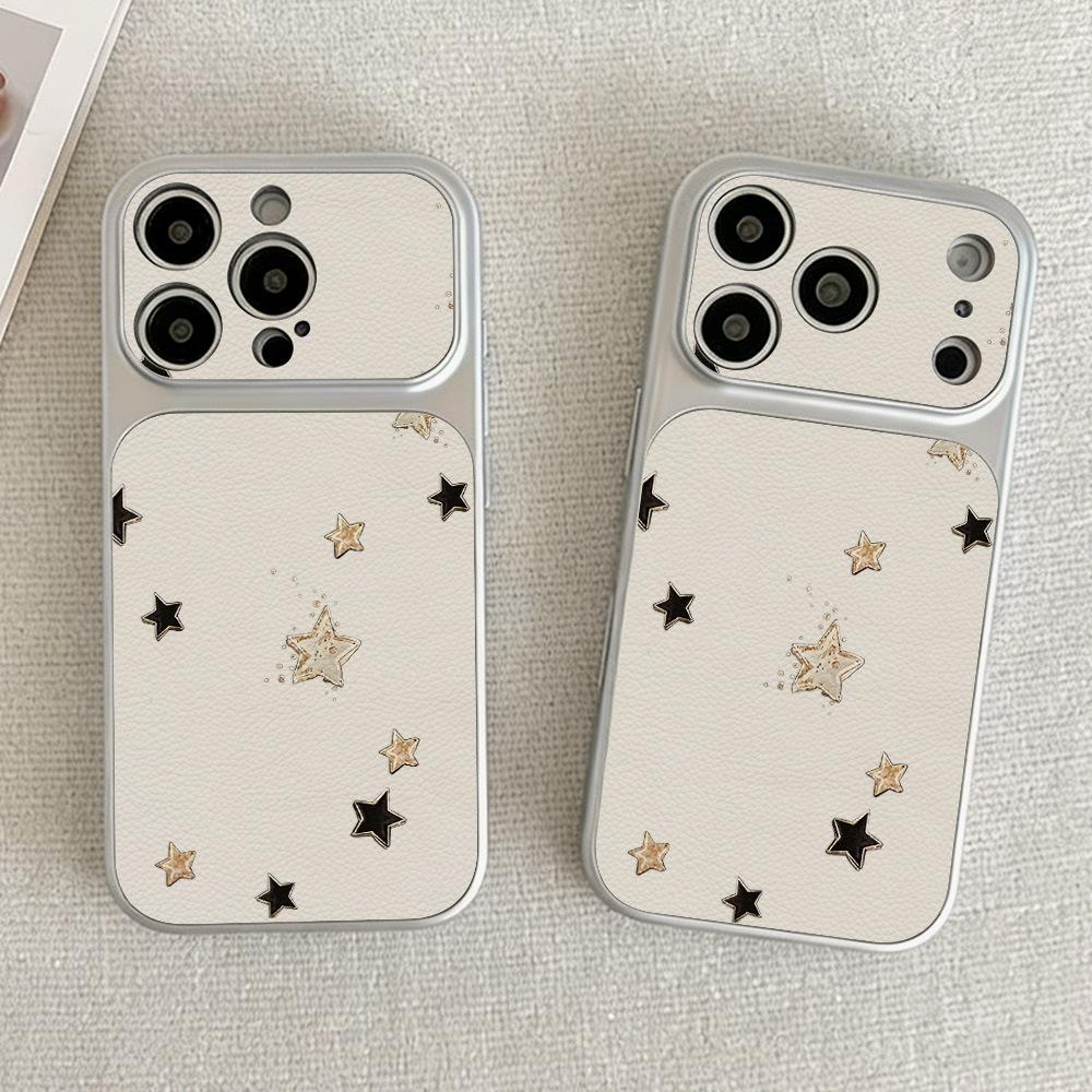 Applicable To Apple 17 Minimalist Star Mobile Phone Case iPhone15promax All-inclusive 16 Pro Fresh 14 Leather Pattern 13