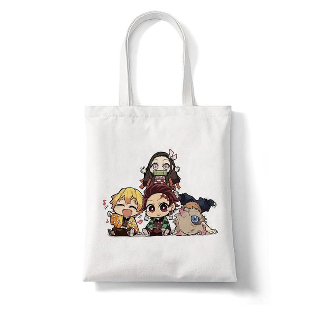 Demon Slayer Japan Anime Kimetsu No Yaiba Kamado Tanjirou Kabelky Taška cez rameno Nákupná kabelka Vysokokapacitná dámska plátená taška