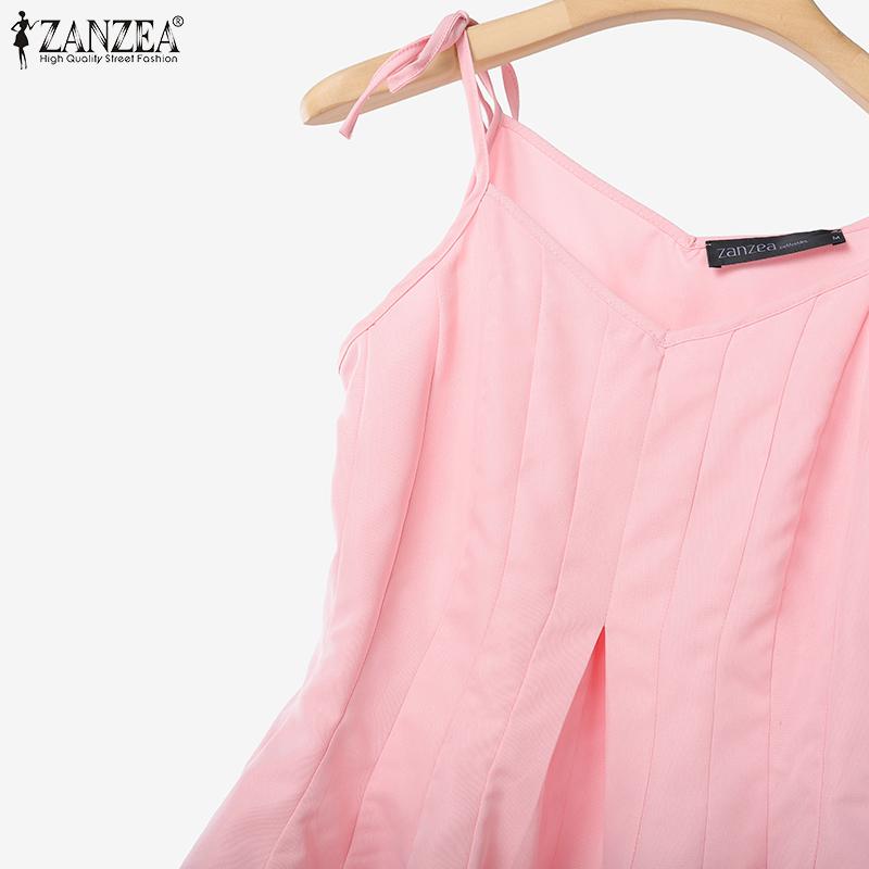 ZANZEA Women Sleeveless Straps Tops and Pants Summer Two Piece Suit Sets