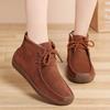 Fashion Winter Soft Sole Ankle Boots with Plush for Women Lace-Up Ladies Retro Flat Shoes Handmade Genuine Cow Leather Warm Sneakers