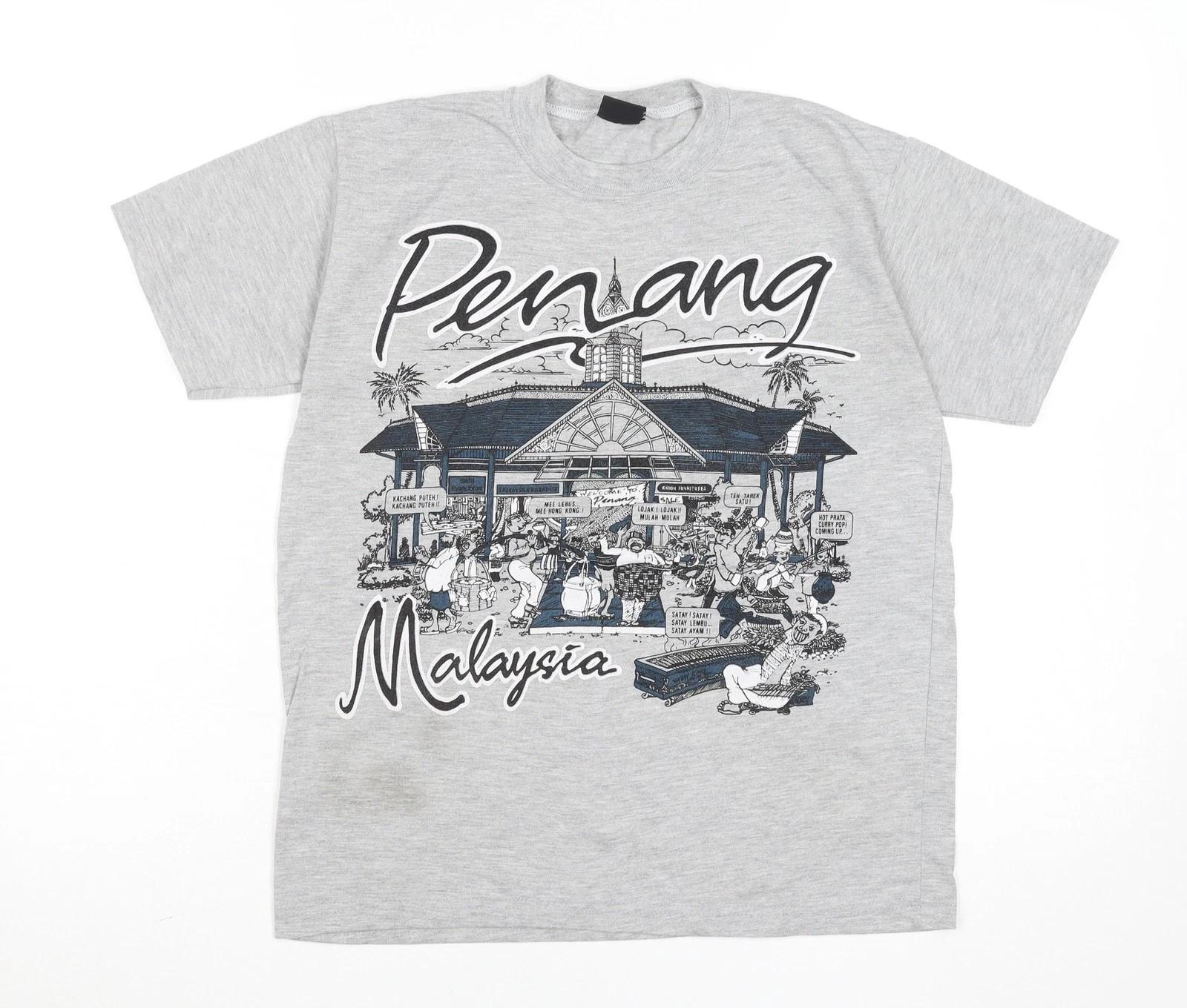 

Club Men s Grey Penang Malaysia Graphic T-Shirt Size L 2XL
