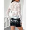 Europe And The United States Spring Elegant Fashion Ladies Lace Slim Thin Long-sleeved Blouse