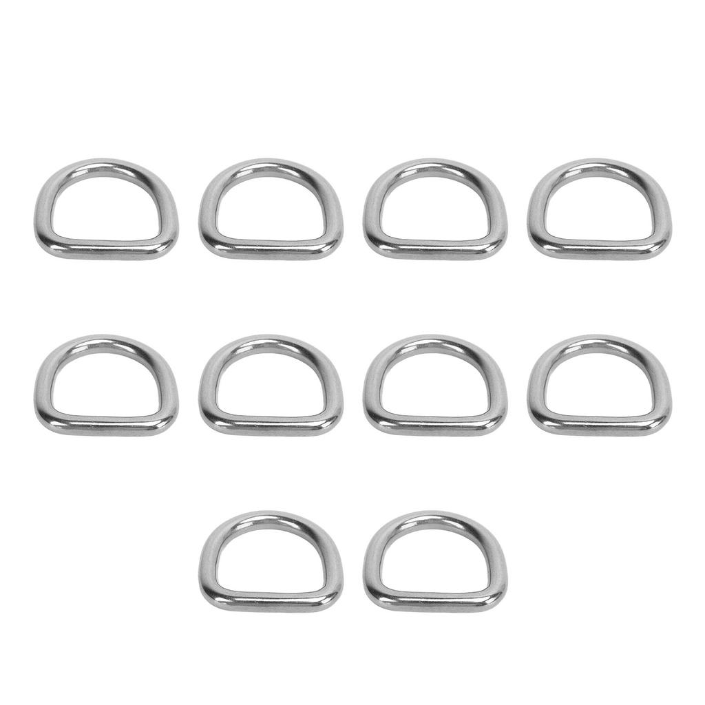 10pcs 316 Stainless Steel D Semi Circular Welded D Buckle Surfboard Kayak Pull Buckle Hardware 8MM Diameter