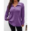 JPNTKY Women's Fashion Casual Solid Color Print Long Sleeve V Neck Blouses & Shirts