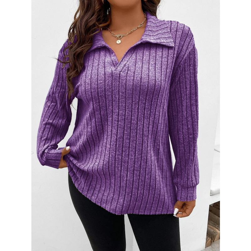 JPNTKY Women's Fashion Casual Solid Color Print Long Sleeve V Neck Blouses & Shirts